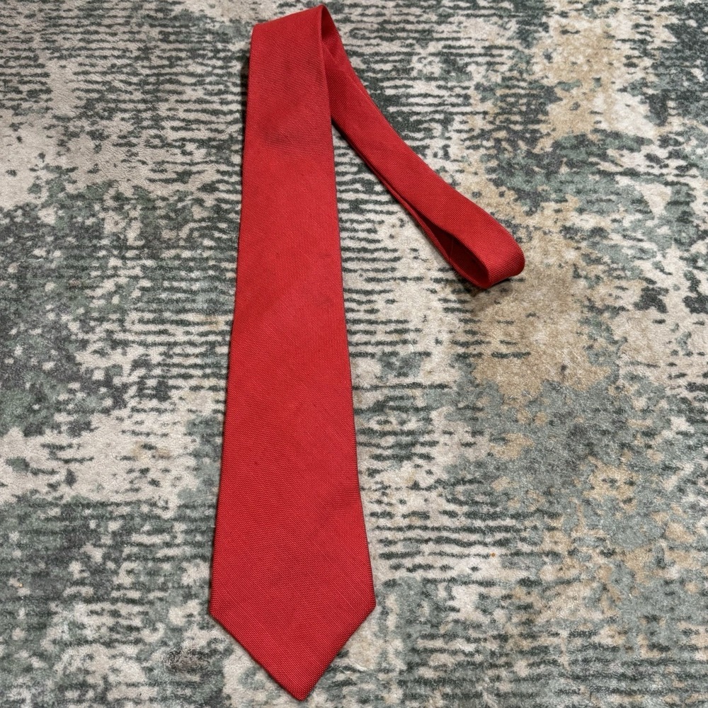 Vintage Lauren Ralph Lauren Red Necktie Linen/silk Made In USA